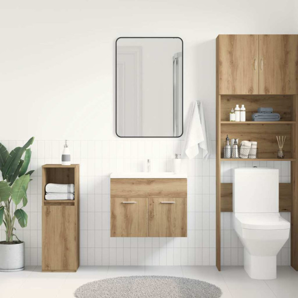 Mueble de lavabo de baño madera roble artisan 60x38.5x46 cm M 3