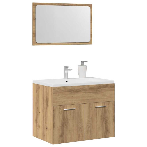 Juego de muebles baño 2 piezas madera ingeniería roble artisan M 4
