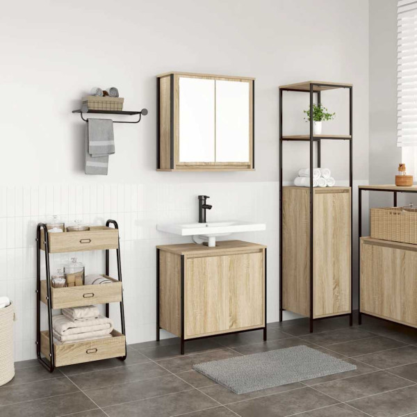 Set de muebles de baño 2 pzas madera contrachapada roble Sonoma D
