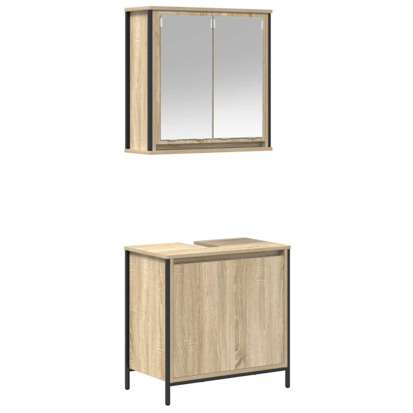 Set de muebles de baño 2 pzas madera contrachapada roble Sonoma M 2