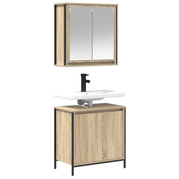 Set de muebles de baño 2 pzas madera contrachapada roble Sonoma M 4