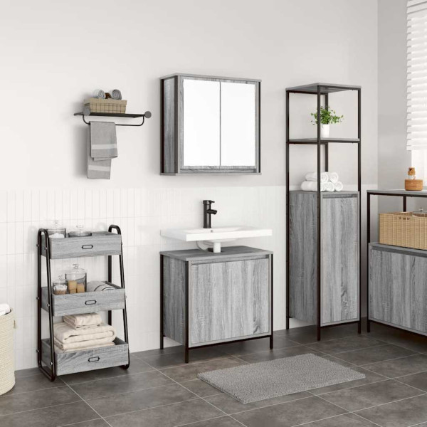 Set de muebles de baño 2 pzas madera contrachapada gris sonoma D