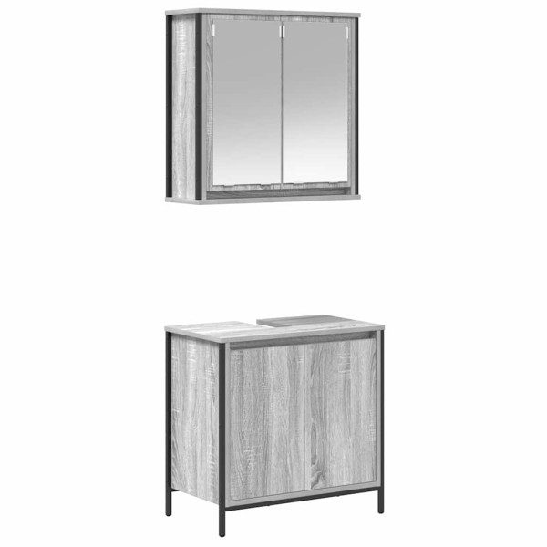 Set de muebles de baño 2 pzas madera contrachapada gris sonoma M 2