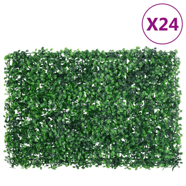   Valla de hojas de arbusto artificial 24 uds verde 40x60 cm D