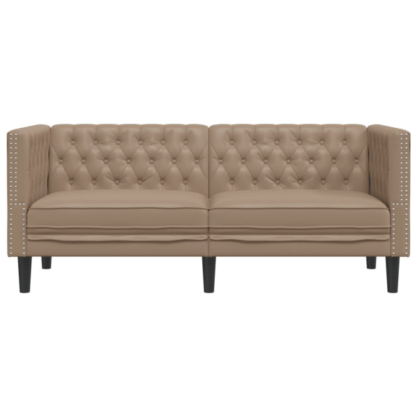 Sofá Chesterfield de 2 plazas cuero artificial marrón capuchino M 4