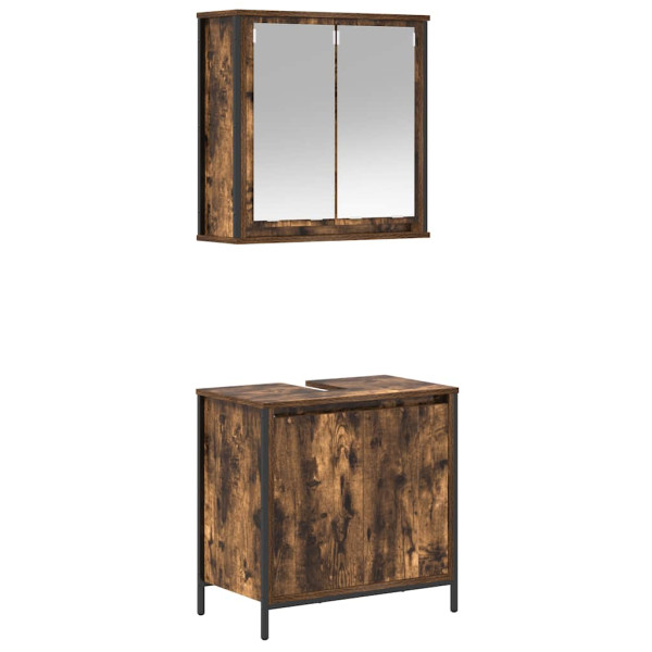 Set de muebles baño 2 pzas madera contrachapada roble ahumado M 2