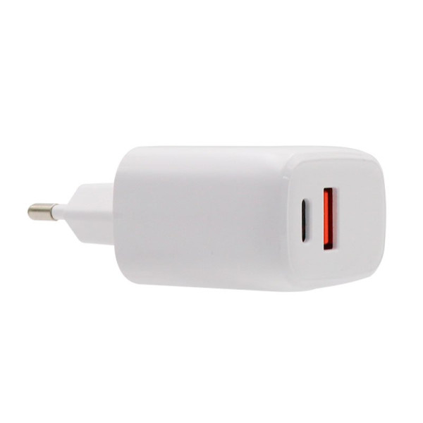 Cargador Red Universal Fast Charger (PD) Dual Tipo-C / USB COOL (20W) Blanco M 6