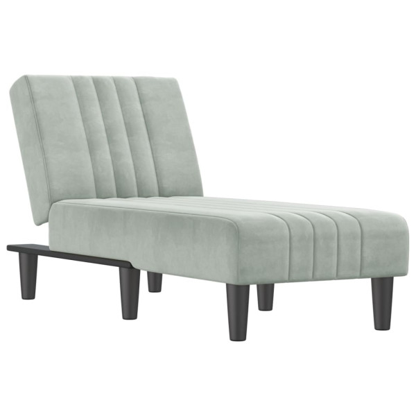 Chaise longue veludo cinzento-claro M 2