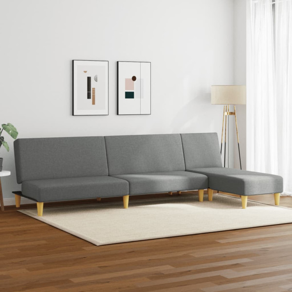 2 pcs conjunto de sofás tecido cinzento-escuro M 3