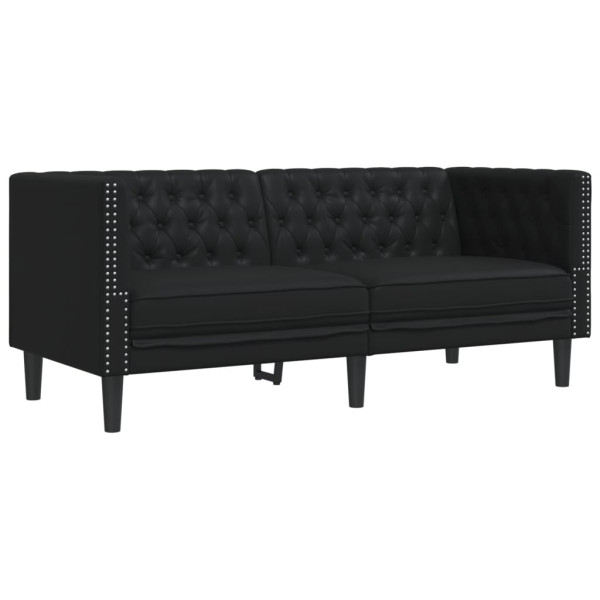 Sofá Chesterfield de 2 plazas cuero artificial negro M 2