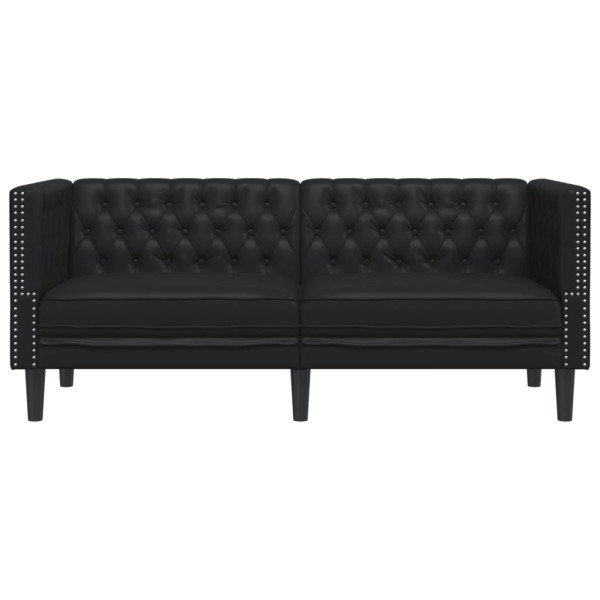 Sofá Chesterfield de 2 plazas cuero artificial negro M 4