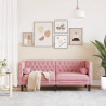 Sofá Chesterfield 2 plazas con cojines terciopelo rosa 3