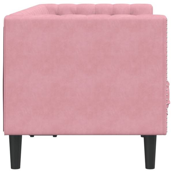 Sofá Chesterfield 2 plazas con cojines terciopelo rosa M 5