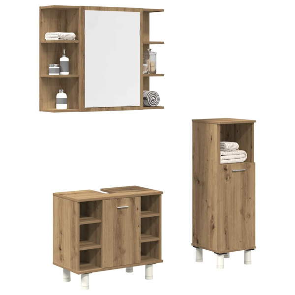 Juego de muebles baño 3 piezas madera ingeniería roble artisan D