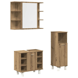 Juego de muebles baño 3 piezas madera ingeniería roble artisan H