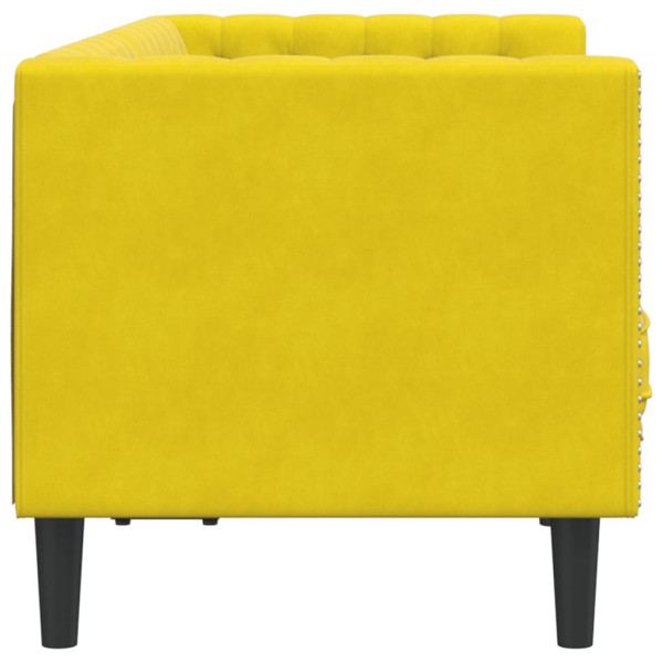 Sofá Chesterfield 2 plazas con cojines terciopelo amarillo M 5