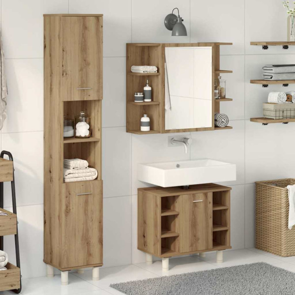 Juego de muebles baño 3 piezas madera ingeniería roble artisan M 3