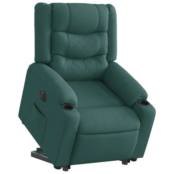 Sillón eléctrico reclinable elevable de tela verde oscuro D