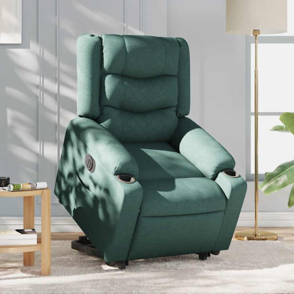 Sillón eléctrico reclinable elevable de tela verde oscuro M 3