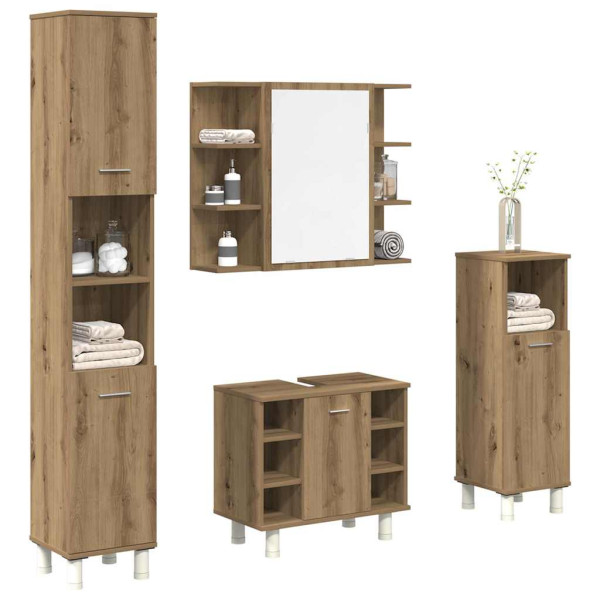 Juego de muebles baño 4 piezas madera ingeniería roble artisan D