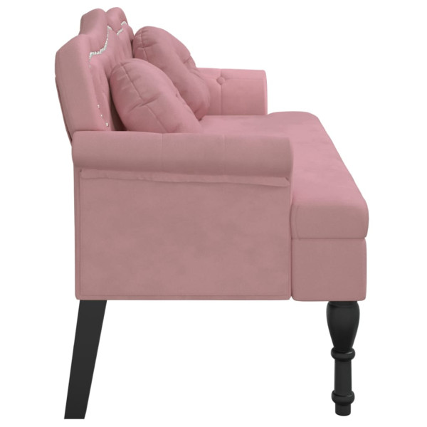Banco con cojines terciopelo rosa 120.5x65x75 cm M 4