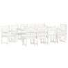 11 pcs conj. de jantar p/ jardim madeira de pinho maciça branco 4