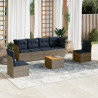 Set de sofás de jardín 7 pzas con cojines ratán sintético gris 1