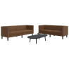 2 pcs conj. de sofás chesterfield camurça artificial castanho 1
