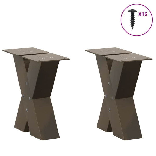 Pés para mesa de centro em formato de X. 2 peças. aço natural. 30x(30-31) cm. aço M 3