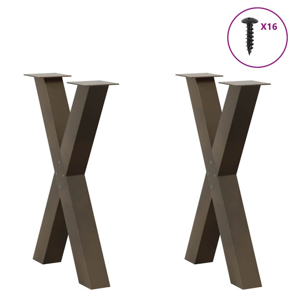 Pés para mesa de jantar em formato de X. 2 peças. aço natural. 50x(72-73) cm. aço M 3
