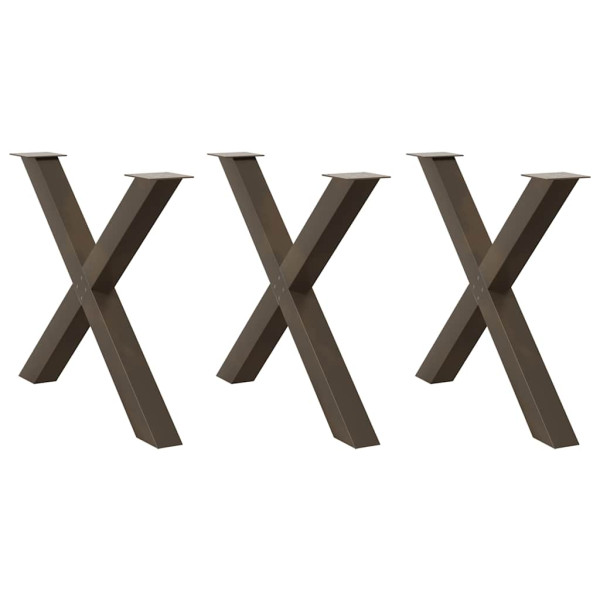 Patas para mesa comedor forma X 3uds acero natural 90x(72-73)cm D