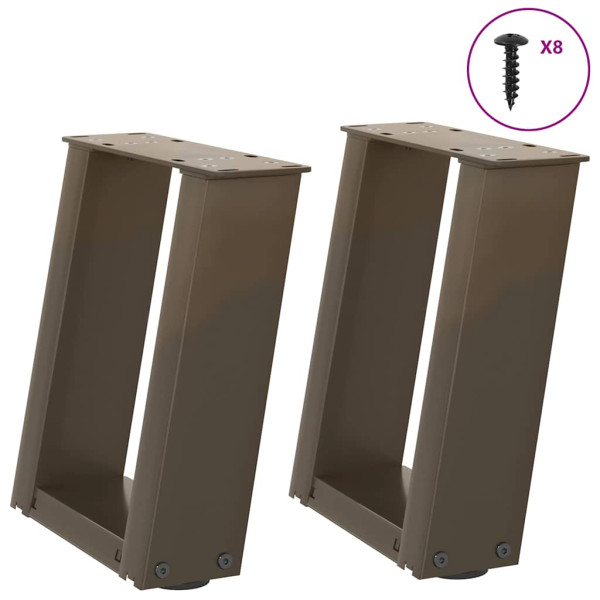 Patas de mesa centro forma U 2uds acero natural 30x(30-31) cm D