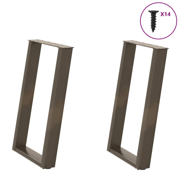 Patas para mesa comedor forma U 2uds acero natural 60x(72-73)cm D