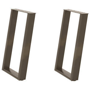 Pés para mesa de jantar em formato de U. 2 peças. aço natural. 60x(72-73) cm. aço H
