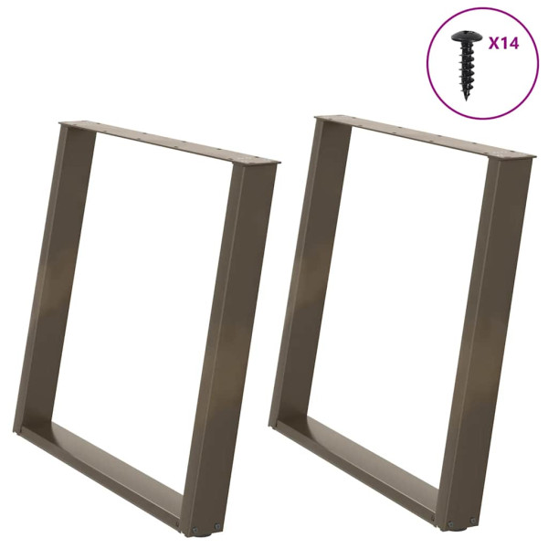 Patas para mesa comedor forma U 2uds acero natural 90x(72-73)cm D