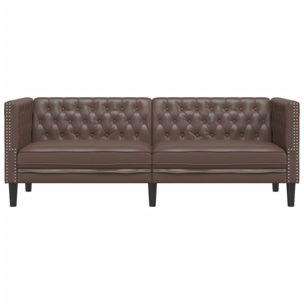 Sofá Chesterfield de 3 plazas cuero artificial marrón M 4