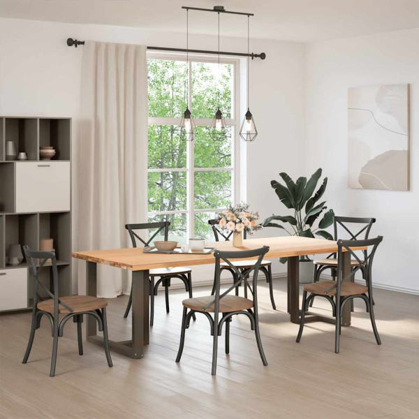 Patas mesa comedor forma T 2uds acero natural 70x35x(72-73)cm M 2