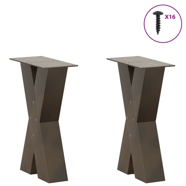 Pés para mesa de centro em formato de X. 2 peças. aço natural. 28x(42-43) cm. aço M 3