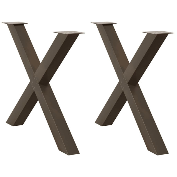 Patas para mesa comedor forma X 2uds acero natural 90x(72-73)cm D