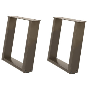 Pés para mesa de centro em formato de U. 2 peças. aço natural. 50x(42-43) cm. aço H