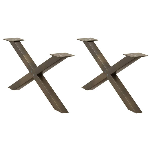 Patas de mesa centro forma X 2uds acero natural 70x(30-31) cm D