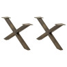 Pés para mesa de centro em formato de X. 2 peças. aço natural. 70x(30-31) cm. aço 1