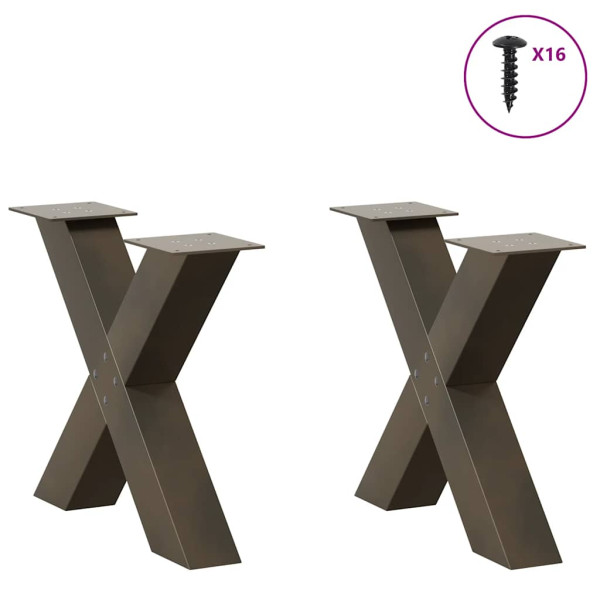 Pés para mesa de centro em formato de X. 2 peças. aço natural. 60x (42-43) cm. aço M 3