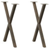 Pés para mesa de jantar em formato de X. 2 peças. aço natural. 57x(72-73) cm. aço 1