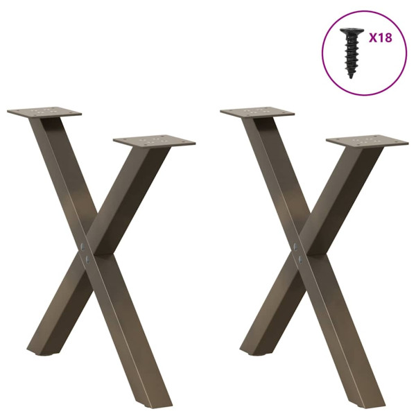 Pés para mesa de centro em formato de X. 2 peças. aço natural. 50x(42-43) cm. aço M 3