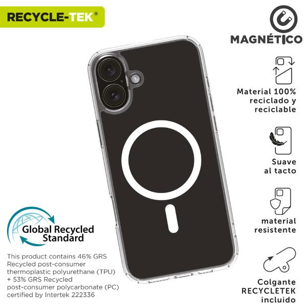 FUNDA MUVIT RECYCLETEK MAGSAFE PARA APPLE IPHONE 16 PLUS TRANSPARENTE M 4