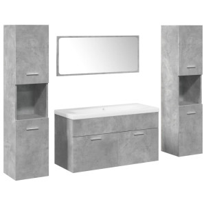 Set muebles de baño 5 piezas madera ingeniería gris hormigón H