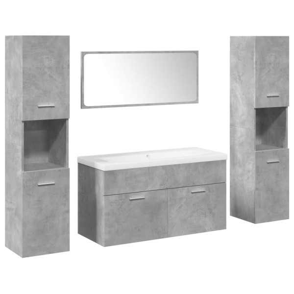 Set muebles de baño 5 piezas madera ingeniería gris hormigón M 2