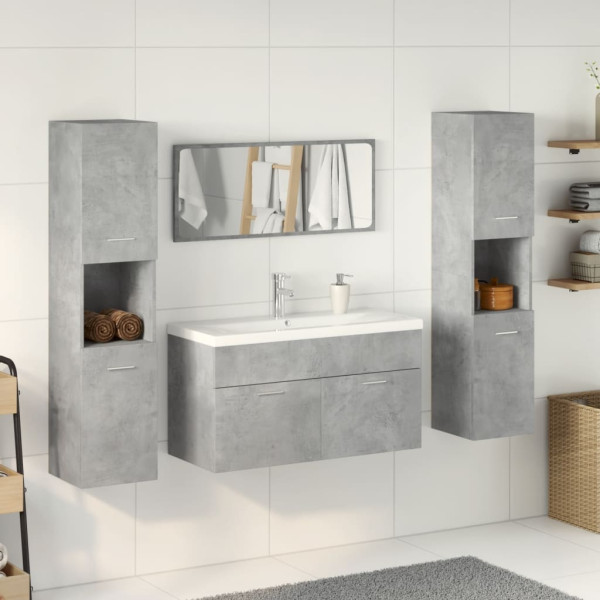 Set muebles de baño 5 piezas madera ingeniería gris hormigón M 3