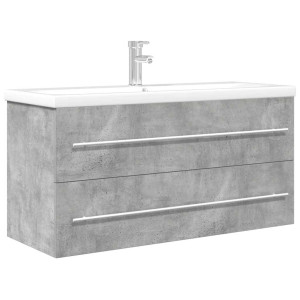 Set muebles de baño 2 piezas madera contrachapada gris hormigón H